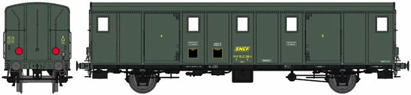 REE Modeles VB-115 - French SNCF Luggage Car OCEM 29 Functional Lights, 2 Lights, RollbEraing wheelboxes, Yellow boxed l